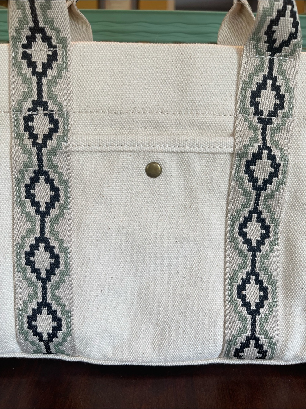 NWT a.n.a Cream Woven Tote Bag geometric Southwestern-style diamond pattern - Picture 4 of 10